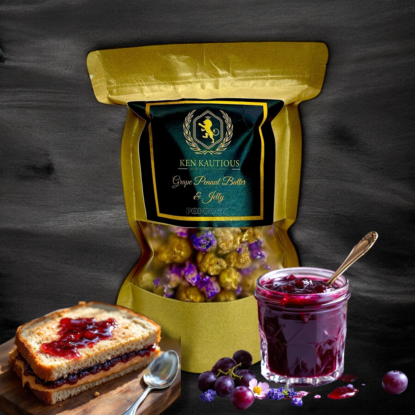 Grape Peanut Butter & Jelly Popcorn