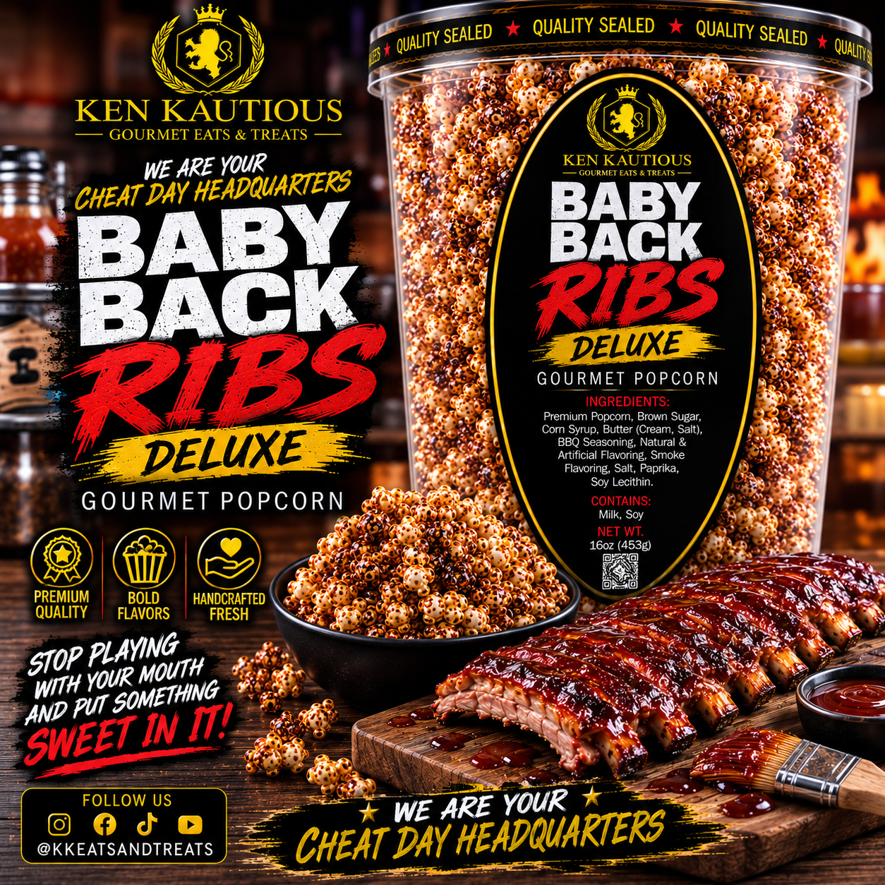 Baby Back Ribs Gourmet Popcorn