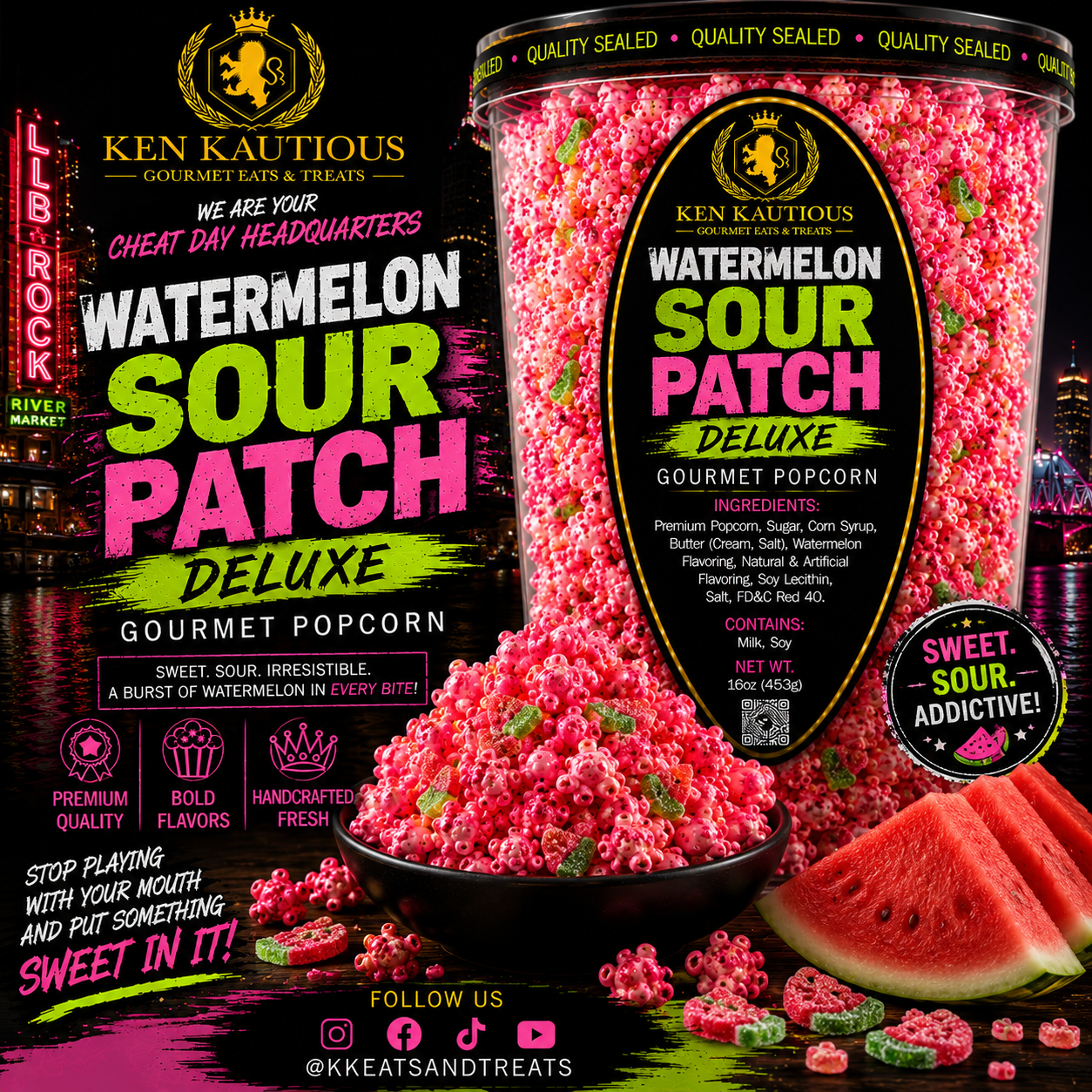 Watermelon Sour Patch Gourmet Popcorn