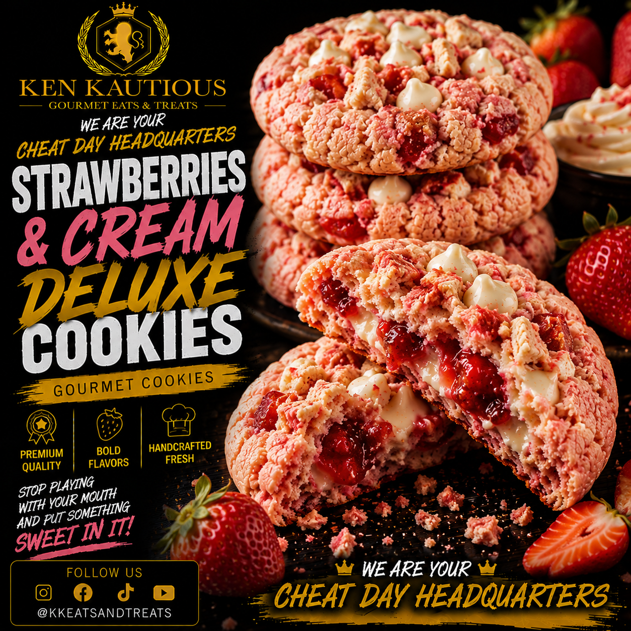 Strawberries & Cream Deluxe Cookie (3pc)